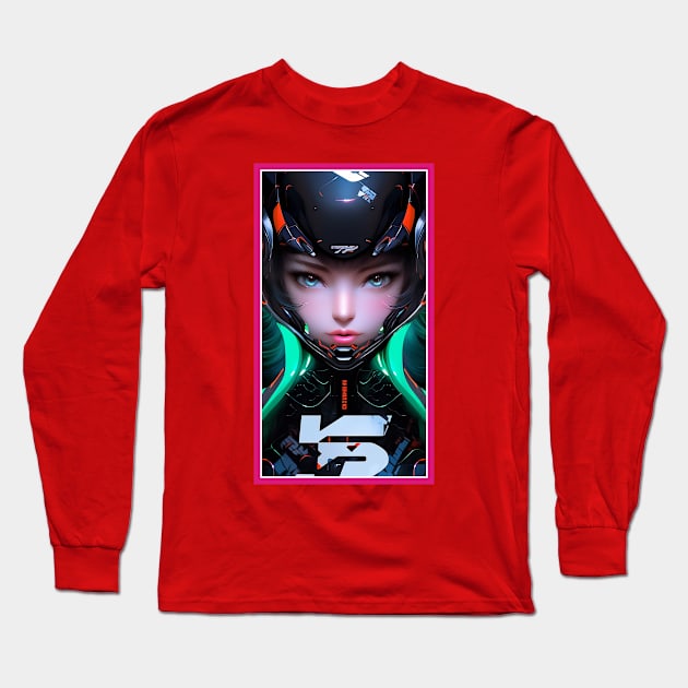 Anime Race Girl | Quality 3D Anime Artwork | Pink Red Black Blue Chibi Manga Anime Art Long Sleeve T-Shirt by AlNoah